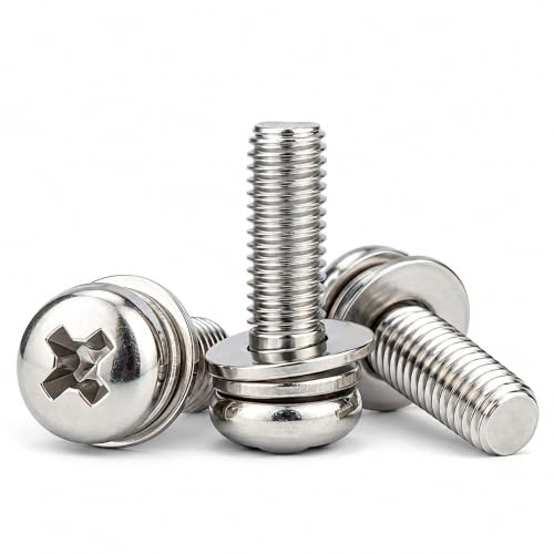 Image of By VP INDUSTRIES (Combo - 10 Pcs) M5x10 mm Pan Phillips SMS Screw Washer SS