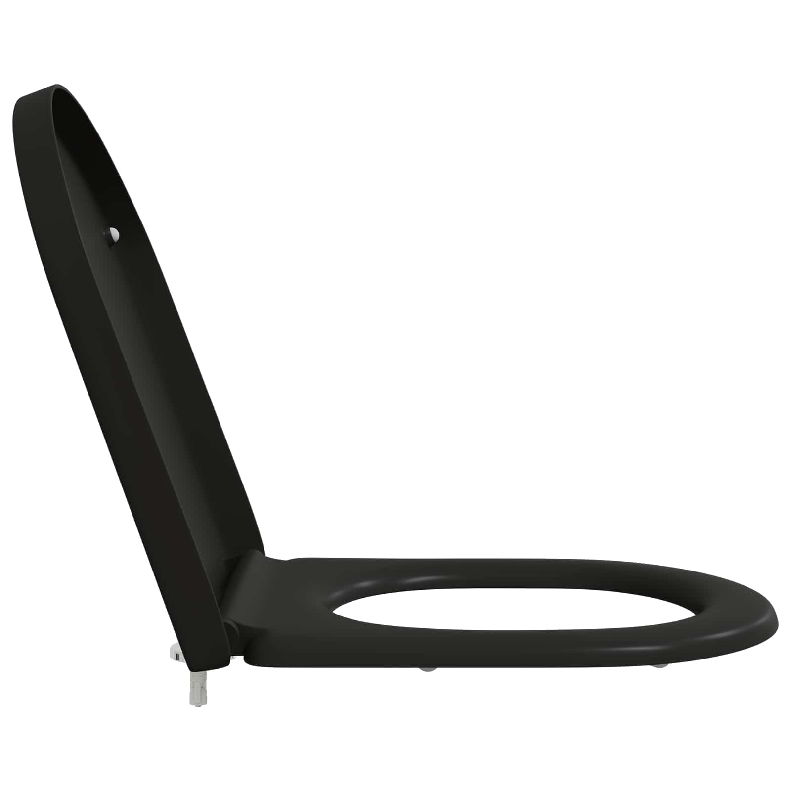 Sedile WC nero, 49 x 36 x 4 cm, in duroplast, con cerniera a abbassamento automatico, per bagno, appartamento, ospiti, WC di ricambio, ristrutturazione