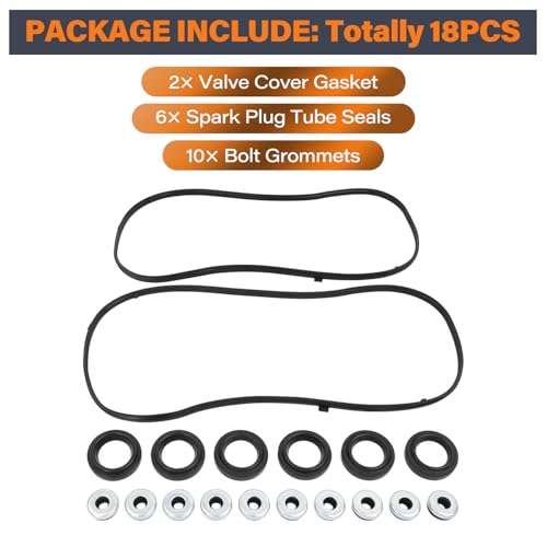 Image of Valve Cover Gasket Set Replacement for Honda Accord Pilot 3.0 3.5 V6 2003-2008 & Acura MDX RL TL 3.0L 3.2L 3.5L 3.7L V6 | Replaces VS50607R, 12341RCAA00