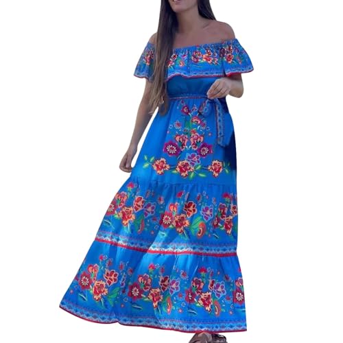 Robe trapèze longue épaules dénudées femme vêtement mode fluide printemps été