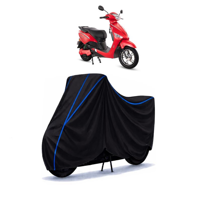 Image of Scooty Cover Water Resistant for Optima Li Electric | Universal Scooter & Bike Cover | Heavy Duty UV Dust, Rain & Scratch Protection | Elastic Fit All Weather Indoor Outdoor | Black with Blue Piping