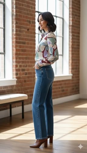 Image of Amazon Brand - INKAST Women Abstract Floral Printed Spread Collar Long Sleeves Casual Cami Shirt
