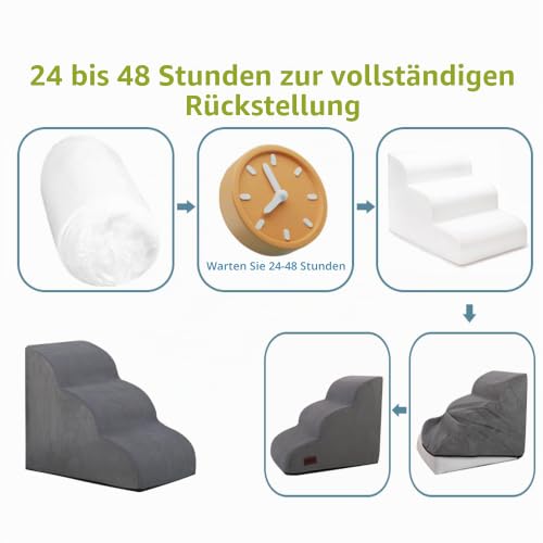 Breiter Hundetreppe 4 Stufen 50cm hoch für Kleine Hunde, Hochdichtem Schaumstoff Haustiertreppe, Waschbarem Bezug und Rutschfestem Boden, 51x72x41cm