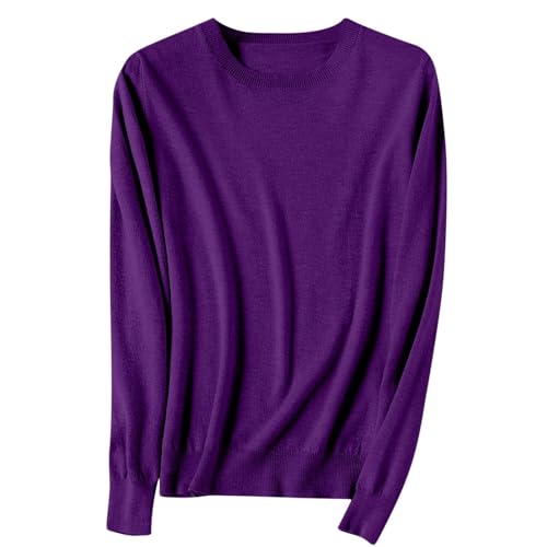 OIOLOYJM Fall Cashmere Sweaters for Women 2025 Crewneck Long Sleeve Tops Knitted Pullovers Lightweight Merino Wool Sweater