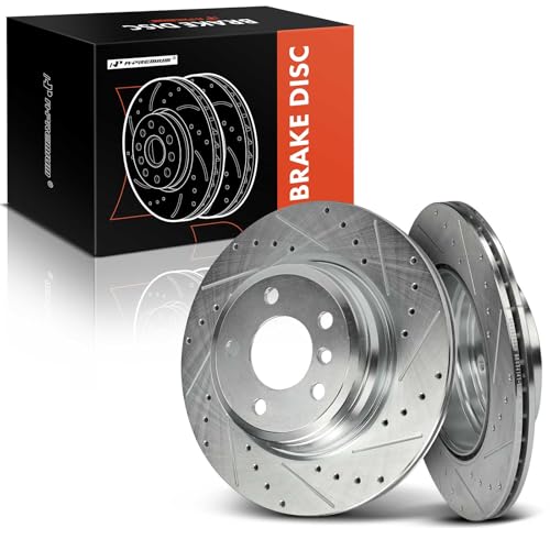 A-Premium 2-PC Set 12.99 inch (330mm) Rear Drilled and Slotted Disc Brake Rotors Compatible with BMW 330i/335i/340i xDrive, 430i, 328i, 330i, 335i, 340i, 330i/335i/340i GT xDrive