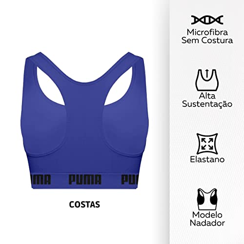 Kit 02 Top Nadador Puma Sem Costura | 1 Pink - 1 Azul Royal | M (40-42) | 27070.001_343_617_M_02UN_