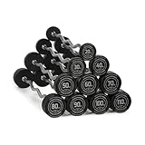 Titan Fitness 20 LB-110 LB Rubber EZ Curl Fixed Barbells, Pre-Loaded Weight Bar for Strength Training & Weightlifting