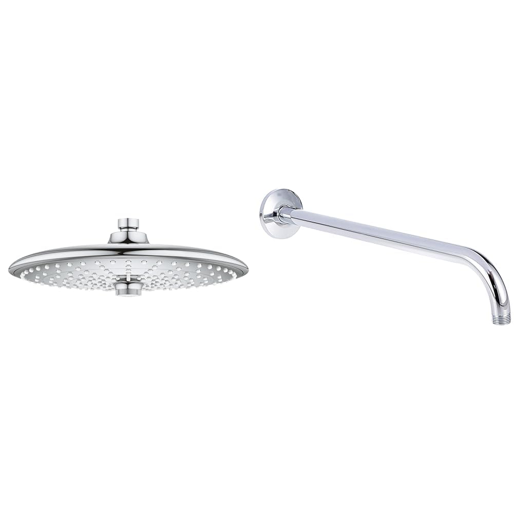 Grohe Euphoria 26 cm 3 Akışlı Tepe Duşu + BauContemporay 400 mm Tepe Duşu Dirseği Seti