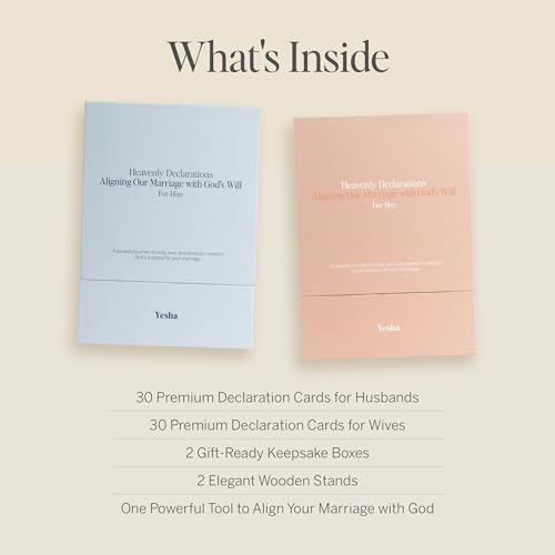 Image of Christian Marriage Affirmation & Bible Verse Cards for Couples - 2 Decks of 30 Daily Declarations with Wood Stands to Strengthen Faith, Love & Devotion - Spiritual Gift for Marriage Prayer, Meditation & Encouragement