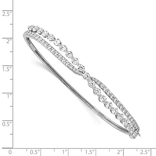 925 Sterling Silver Rhodium Plated Criss Religious Faith Cross Pendant Necklace Cz Cubic Zirconia Simulated Diamond Hinged Cuff Stackable Bangle Bracelet Measures 6.42Mm Wide Jewelry Gifts For Women #TOP1