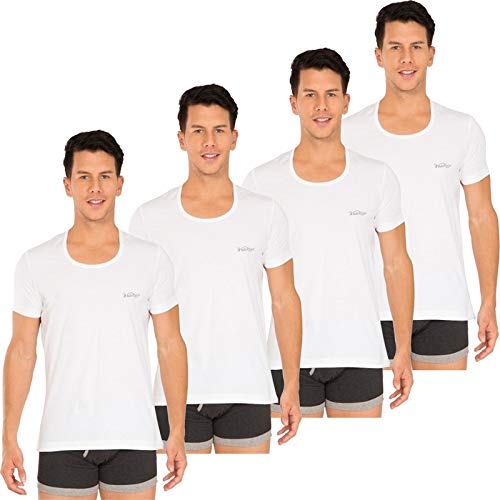 white rose Men Vest Half Seleeve(4 Pack) White-picture-56