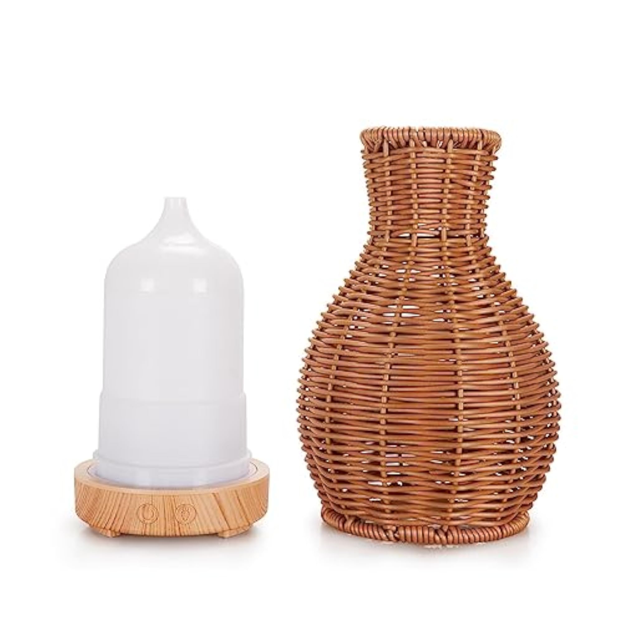 LICHTS Essential Diffuser Rattan Woven W/Night Light Humidifier Base