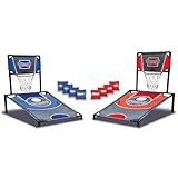 Cornhole Shootout Sports Basketball Net Cornhole Board Set, Basketball & Cornhole in One, Includes 8 Red/Blue Bean Bags, Convenient Carrying Case, Tailgating Fun