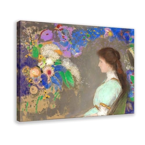 Toile Odilon Redon Portrait de Violette Heymann décoration murale bureau cadre suspendu 61x91