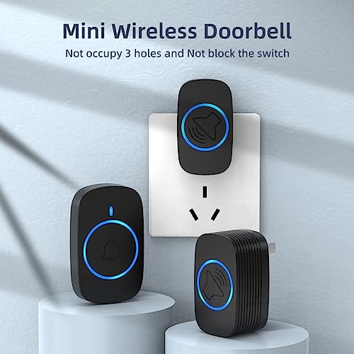Wireless Doorbell, Mini Wireless Doorbell,IP65 Waterproof, 1050Ft Range 5 Volume Levels, 38 Chimes,LED Flashing Portable Door Bells for Home - Image 3