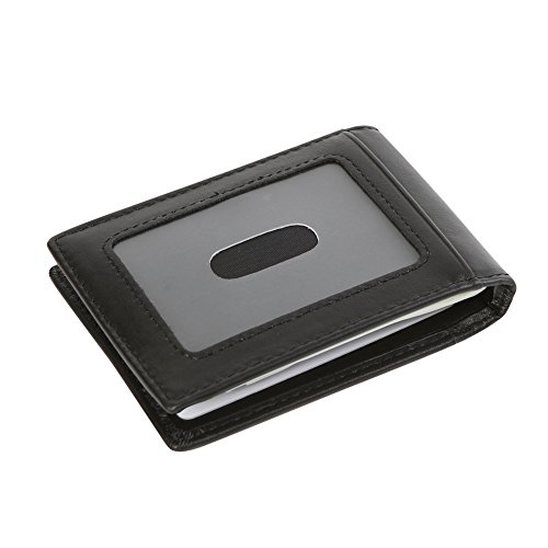 Men's RFID Blocking Slim Credit Card Holder Minimalist Leather Bifold Front Pocket Wallet, Black