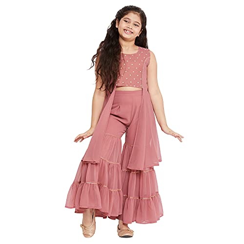 Image of StyloBug Girl's Sharara Set for Girls | Kurti Set for Girls | Polyester | Ethnic Wear | Sleeveless (2 to 16 Years)