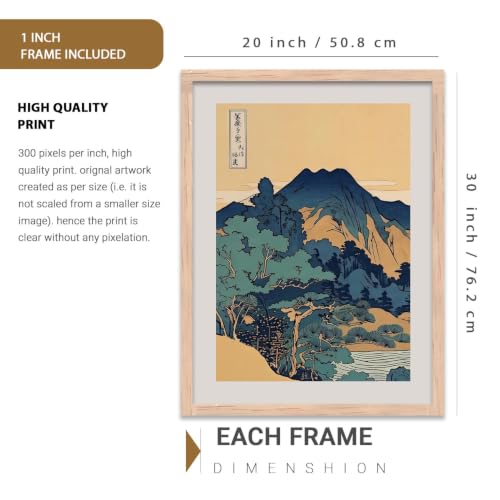 Image of kotart Japanese Nature Art View Framed Poster | Big Aesthetic Nature Art Wall Framed Posters for Living Room Bedroom Wall Decor Set Of 3 (20x30 Inch)