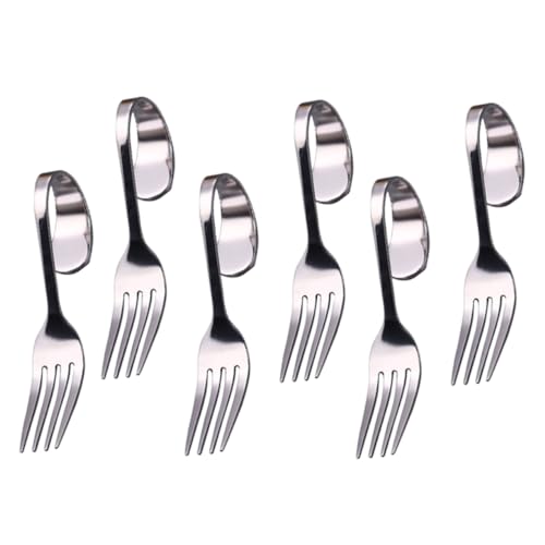 Unomor Set of 6 Curved Handle Forks Black Stainless Steel Salad Dessert Cake Fruit Forks for Dining and Catering
