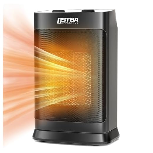 OSTBA Calefactor Cerámico, Calefactor electrico bajo consumo 1500W, Calefactor Portátil con Termostato, 2 Niveles de Potencia y Modo,PTC Calefactor Baño con 70° Oscilación, Negro