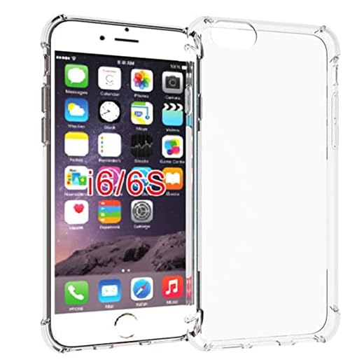 HUANGTAOLI Custodia per iPhone 6, Rinforzare la con Angoli Protettiva Silicone Trasparente Bumper Cover per iPhone 6
