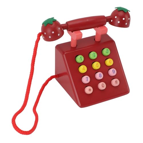 Dilwe Holzspielzeugtelefon Taten vor, Dass Ein Holzmobiltion Spielzeug für mit Buchenholzmaterial für das Interaktive Lernen von Familienbindung Gespielt Wird (Rot)