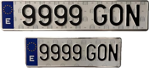 Matrícula Metálica Coche Homologada Larga 52 x 11 CM & Alfa 34 x 11 CM (Conjunto 2 Und)