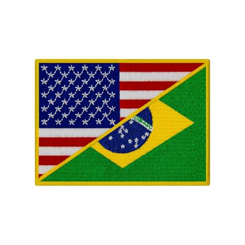 Emblema bordado da bandeira dos Estados Unidos dos EUA e da bandeira do Brasil, aplique de motociclista com aplique de ferro na costura