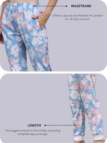 Image of Leriya Fashion Womens Wide Leg Pants Flowers Floral Print Drawstring Loose Long Trousers & Leggings
