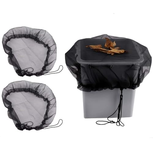 Netzabdeckung für Regentonnen – 2 Stück 100 cm Regentonnennetz mit Kordelzug, Wassersammeleimer, Tankschutz zur Verhinderung von abgefallenen Blättern im Garten, Traufe im Freien