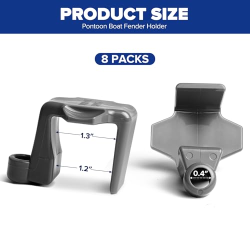 Clips de réglage pour pare-chocs de bateau Lot de 8 attaches ABS gris pour tube carré 2,5-3,2 cm