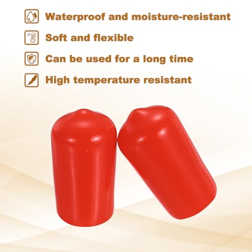 Image of uxcell 88Pcs Rubber End Caps, 13mm(15 /32 inch) ID 20mm(25 /32 inch) Height Round Screw Thread Protectors Flexible Screw Bolt Covers Caps for Metal Tube Rod Bolt, Red