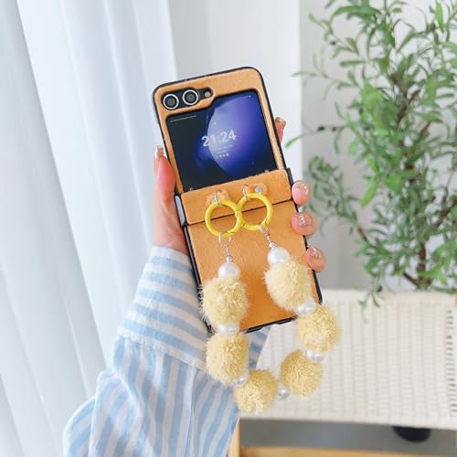 Coque Samsung Z Flip 3 Jaune Dragonne Protection Antichoc Cuir
