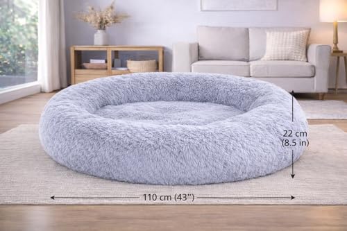 Image of ZEXSAZONE Summer Round Donut Pet Bed for Cats and Puppies Dogs Mat Cozy and Plush Raised Bedside Support Both Sides Use Like 2 in One Washable Sizes for Small Medium and Large Pets XL Grey