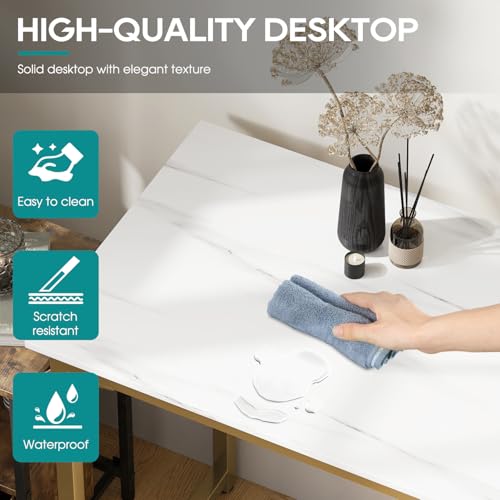 Image of BestOffice Computer Desk,Home Office Desk, Modern Simple Style for Home Office Study Writing (Gold, 39 Inch)