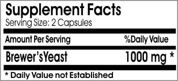 Brewers Yeast 1000mg ~ 200 Capsules - No Additives ~ Naturetition Supplements