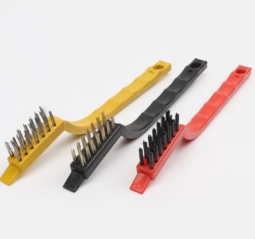 Çok Amaçlı Mini Tel Fırça 3'lü Set, Bakır, Demir ve Sert Plastik Uçlu, Ocak, Lavabo ve Fayans Arası Temizlik