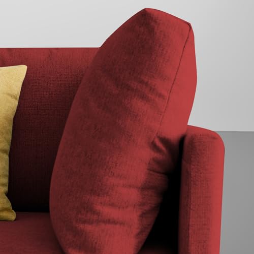 Image of Carina RHS 6 Seater L Shape Sofa Set with Center Table for Living Room (Maroon Fabric) Premium Fabric Sofa