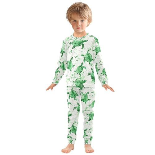 senya Green Turtle Watercolor Pajamas Set Long Sleeve Soft Cotton Sleepwear 2 Piece3