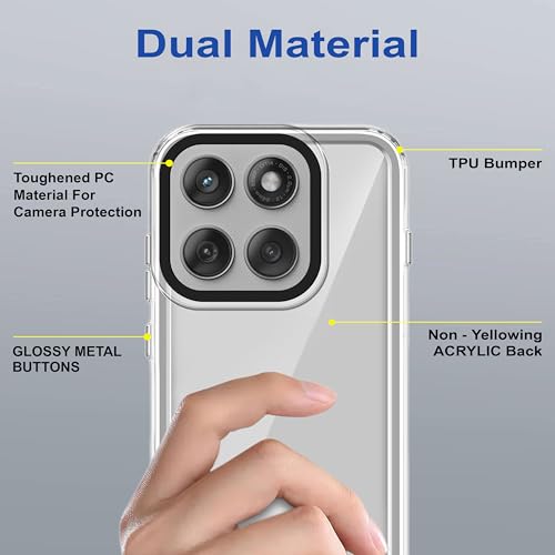 Image of amazon basics Back Case Cover for Motorola Edge 60 Fusion 5G | Compatible for Motorola Edge 60 Fusion 5G Back Cover | Case Cover with Camera Protection | (TPU + PC | Transparent)
