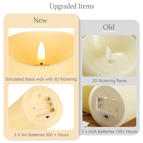 Image of Outdoor Flameless Candles With Remote, 12x4 Waterproof LED Pillar Candles | Extra Large 12x4 Inch Waterproof Design, Flickering LED Glow, Timer Remote, Battery Operated Candles For Patio & Lanterns