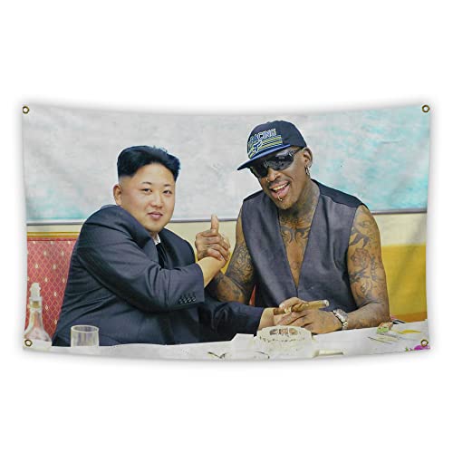 Kim Jong Un & Dennis Rodman Flag Banner 3x5Ft For College Dorm Room Wall Bedroom Living Room