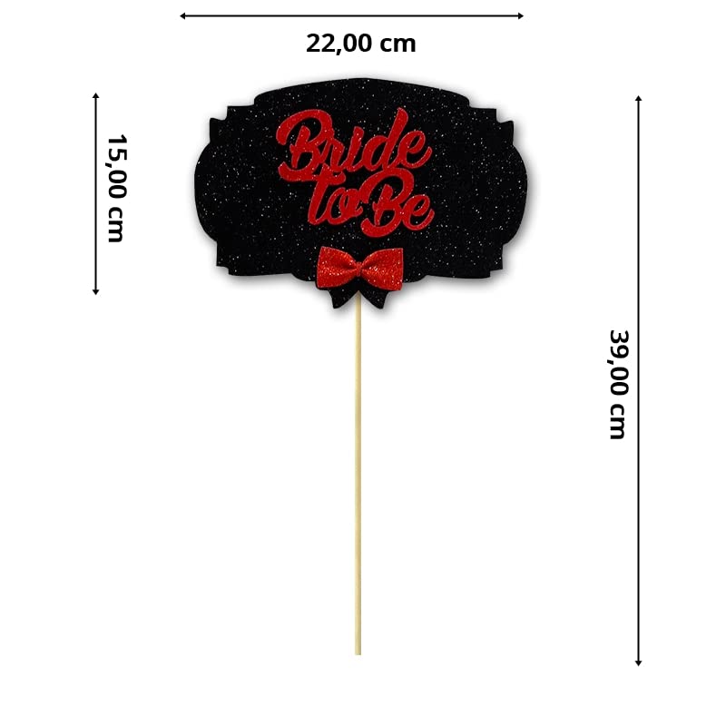 SüSLe Bebek ve Parti Bride To Be Konuşma Balonu Çubuğu - Siyah & Kırmızı