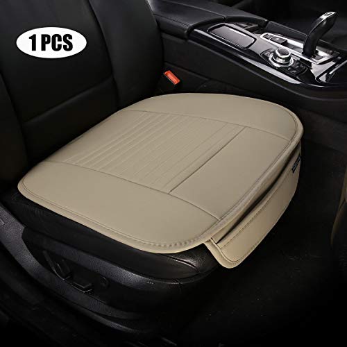 Edealyn (2Pcs Pu Leather Car Seat Cover Car Accessories Car Seat Protector Seat Covers Universal Car (19.7 Inches Deep × 20.87 Wide) (Beige-N) #TOP7