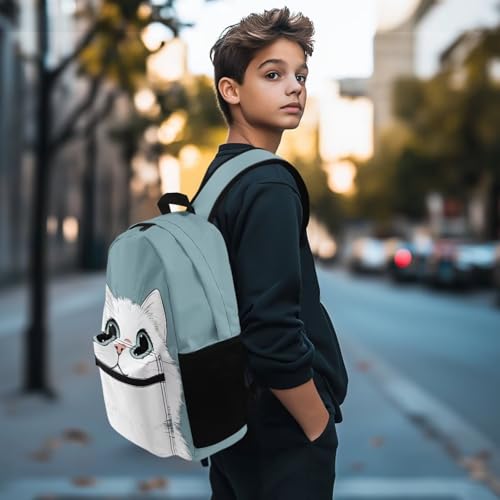 Cat Backpack for School for Girls Breathable Padded Shoulder Strap Bookbag with Laptop Compartment Lightweight Middle School Bag with Top Handle Easy to Carry2