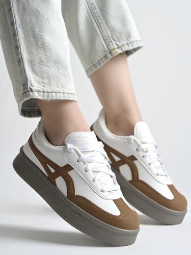 Image of Shoetopia Women's Casual Sneakers || Lace-Up Low-Top Shoes with Cushioned Sole || Trendy Daily Footwear Walking