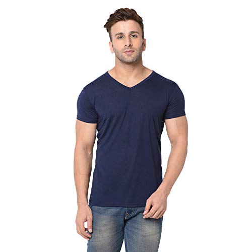 Image of Men's Cotton Blend Half Sleeve V Neck Tshirt