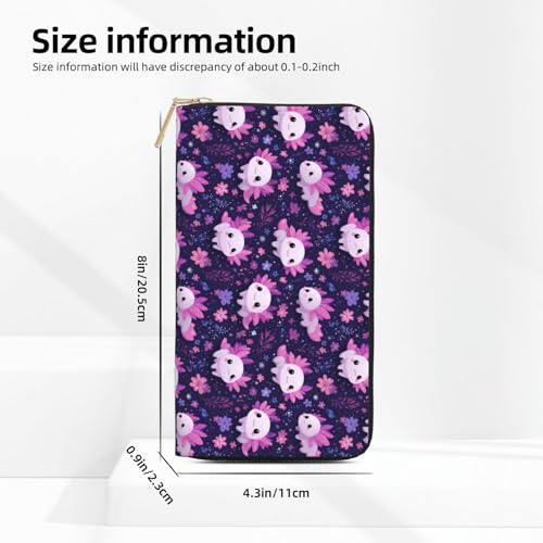 Cute Axolotl Floral Print Wallet Women, Leather Bifold Multi Card Wallet, Long Purse Women's Wallets2