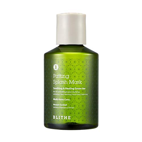 Blithe Patting Splash Mask Face Exfoliator with Soothing & Healing Green Tea - Lactic Acid Exfoliating Face Wash for Acne Prone Skin, Vegan K Beauty Oil Controlling & Pore Clarifying 5.07 Fl Oz