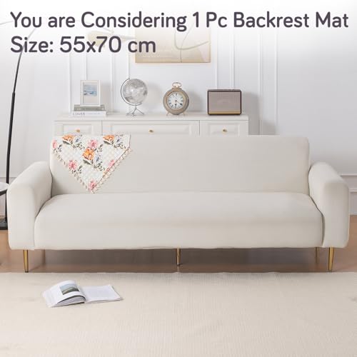 Image of HOKIPO Painterly Floral Quilted Sofa Backrest Cover Mat| 'Tassel Twigs' Series (IN-988-T8)